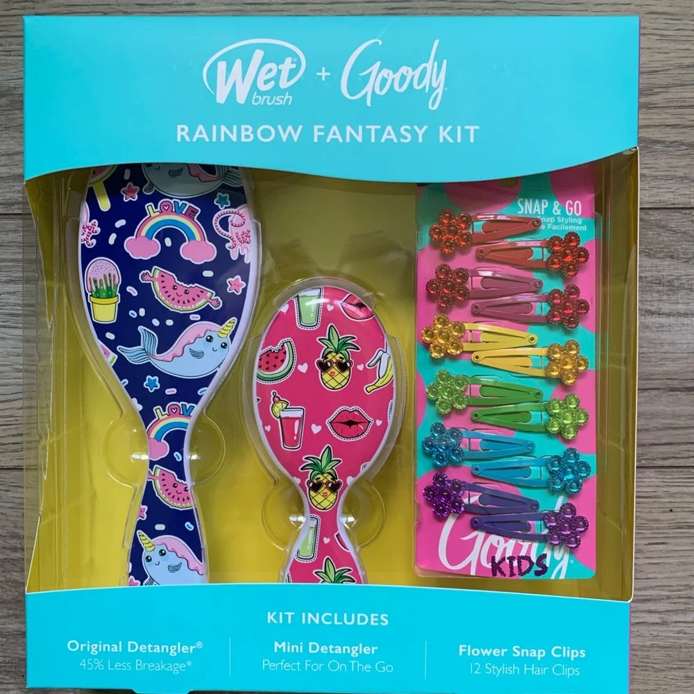 Rainbow Wet Brush and Goody Hair Clips